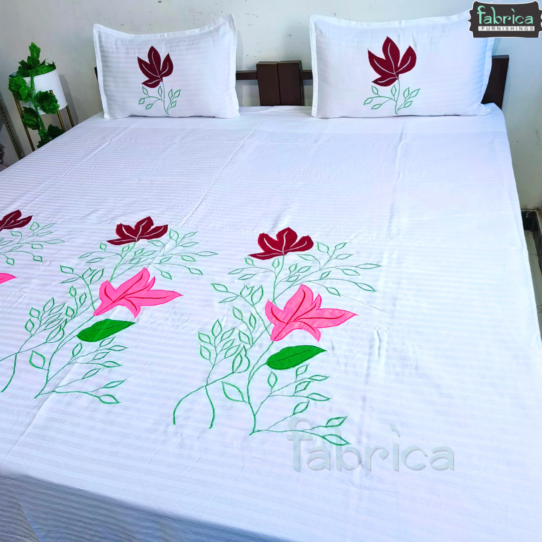 Fabby Designer embroidered pure cottton King Size Bedsheet