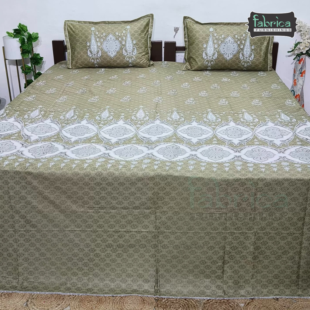 Ethnic Panel Decor Designer Printed Cotton King Size Bed Sheets