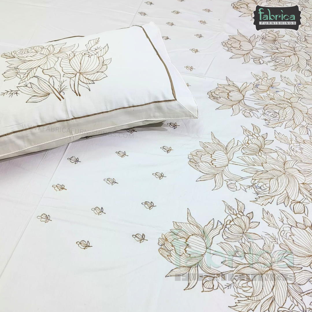 Luxury Designer Cotton Embroider King Size Bed Sheets