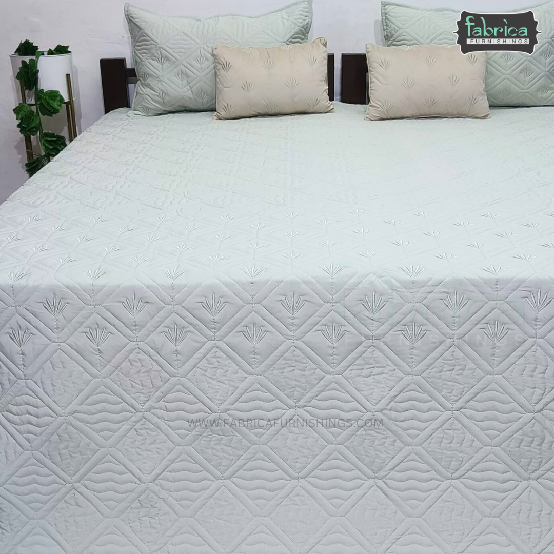 Monarch Quilted Embroidered 5 Piece Bedding Set