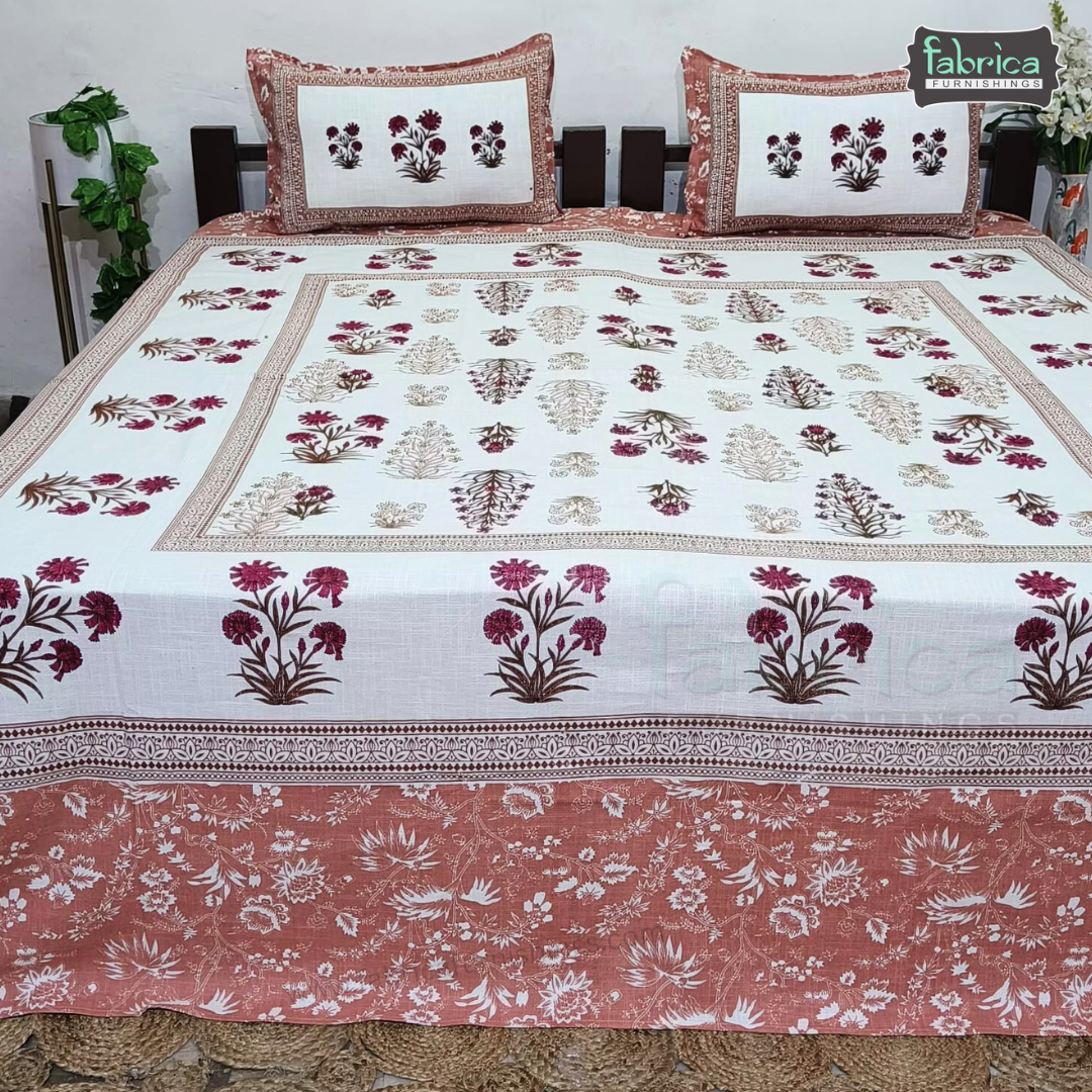Rustic Dutch Hand block Printed Jute King Size Bedcovers