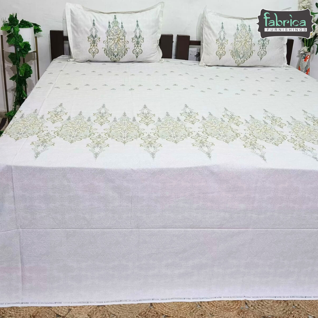 Sengol Super King Size Pure Cotton Printed Bedsheet Set