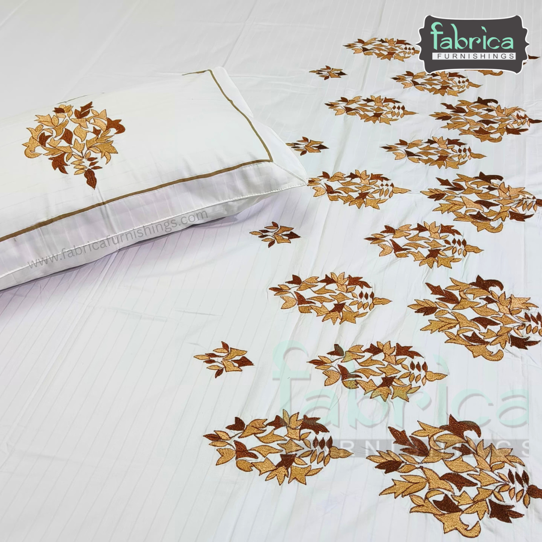Dreamy Decor Pure Cotton King Size Embroidered Bedsheet