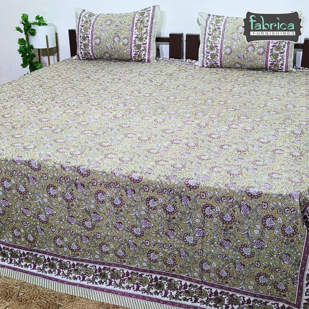 Elite printed pure cotton king size bedsheet set