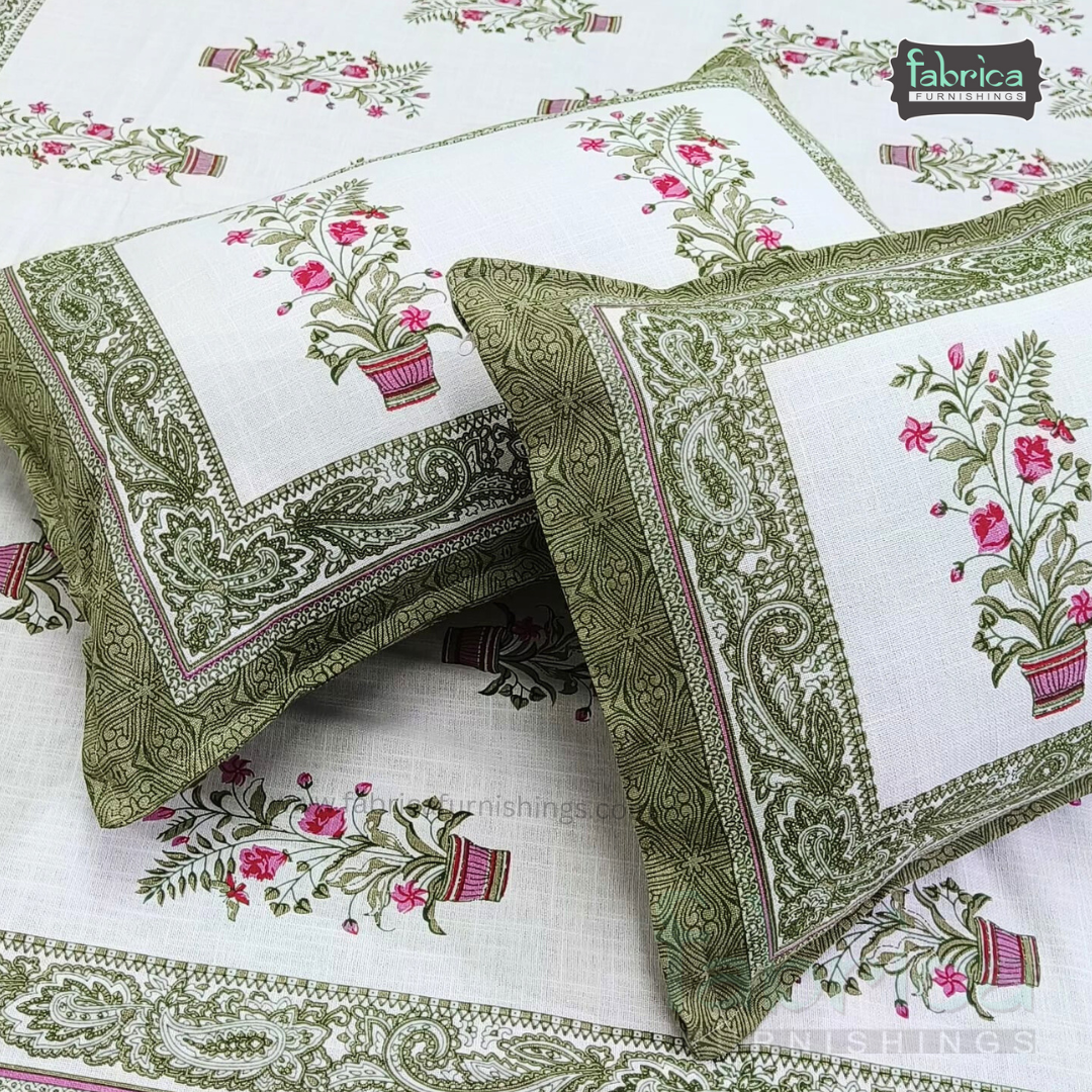 Rustic Dutch Hand block Printed Jute King Size Bedcovers