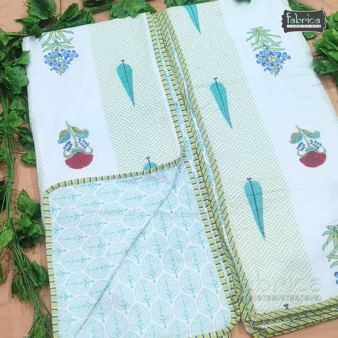 Golden Aura mul cotton single bed hand block printed dohar