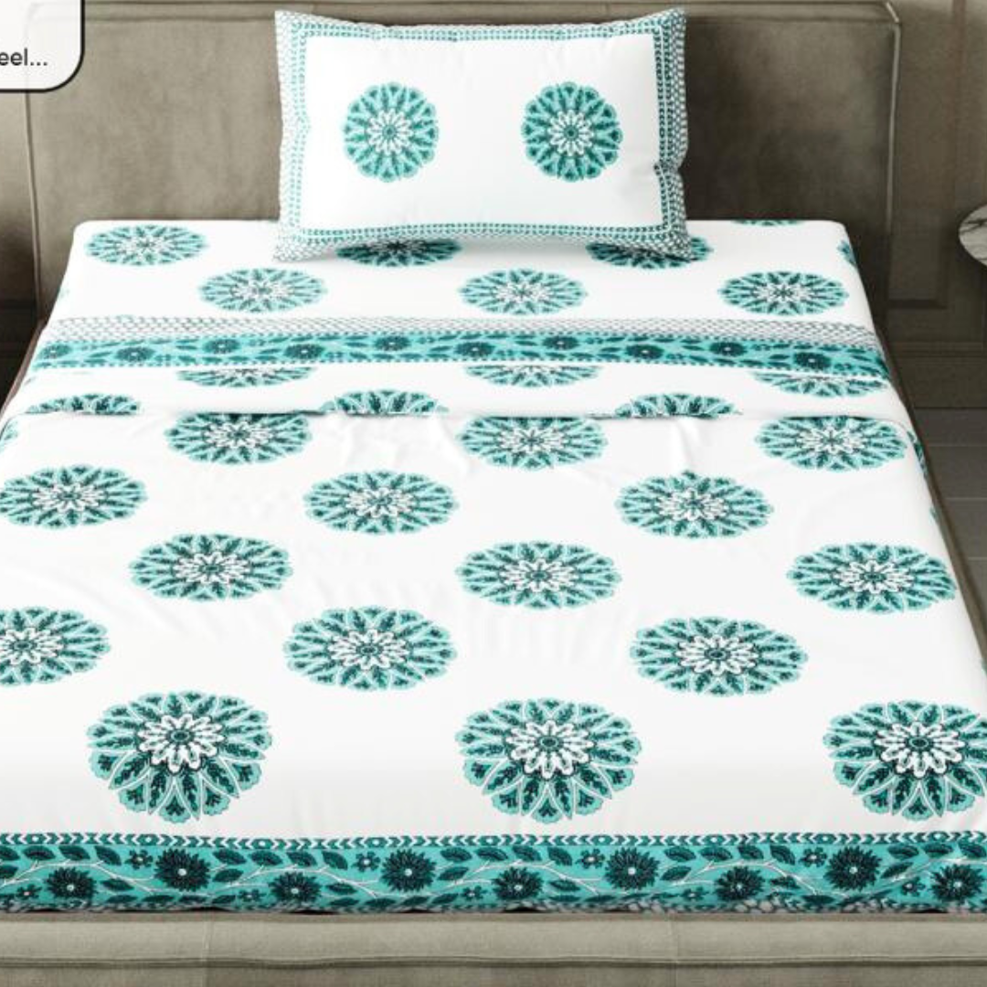 Ananta Pure Cotton Handblock Print Single Bed Bedsheet