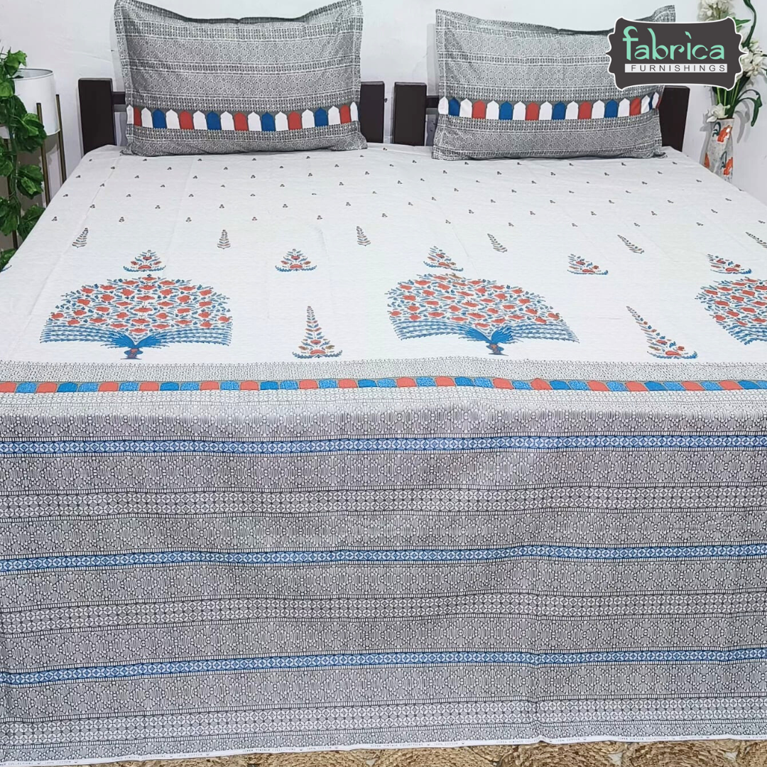Sengol Super King Size Pure Cotton Printed Bedsheet Set