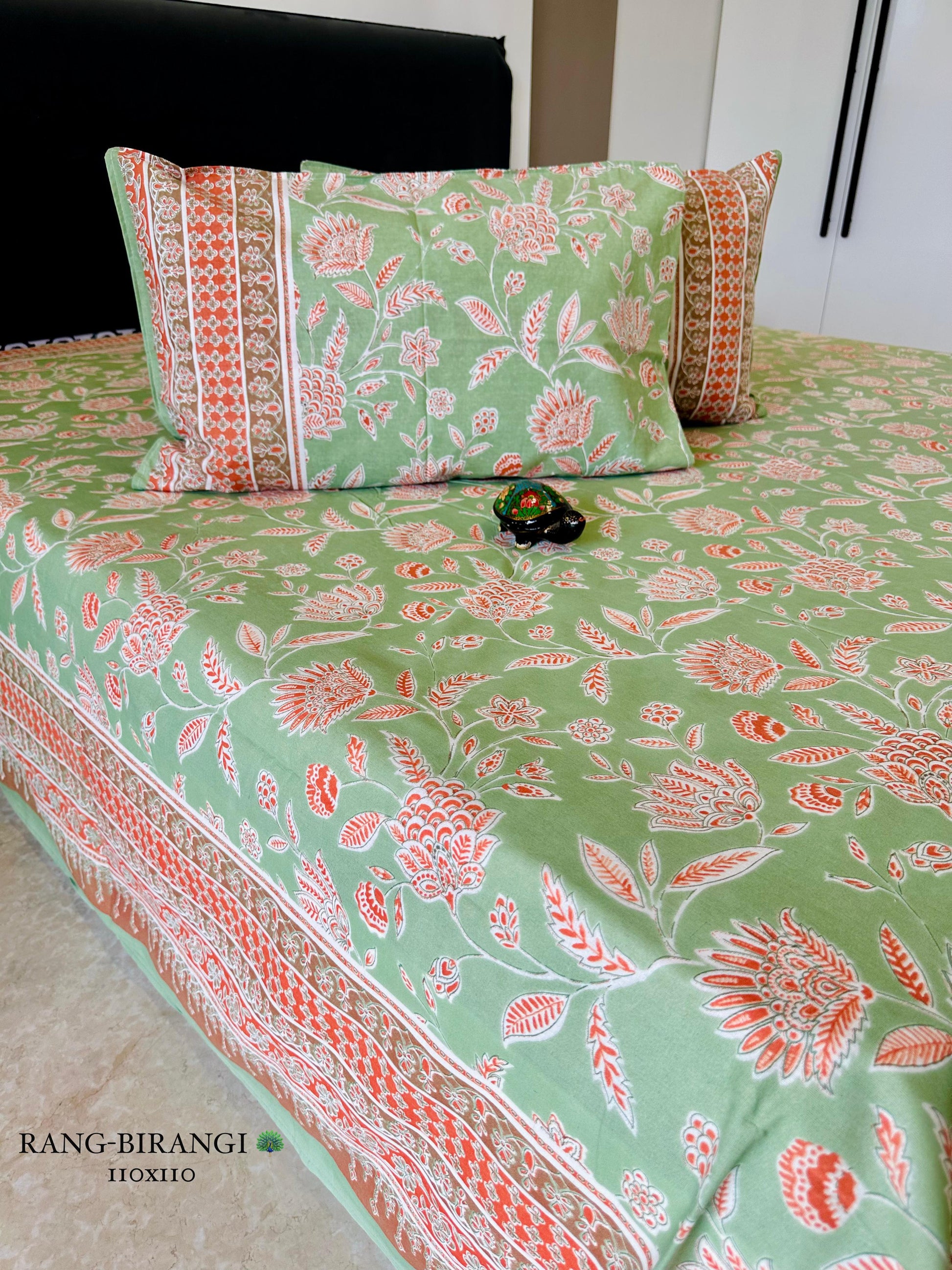 Sitara Hand block Printed Premium Pure Cotton King size Bed Sheets
