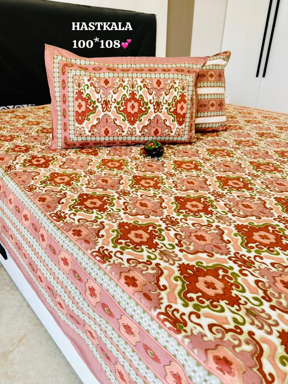 Hastkala Printed Premium Pure Cotton King size Bed Sheets