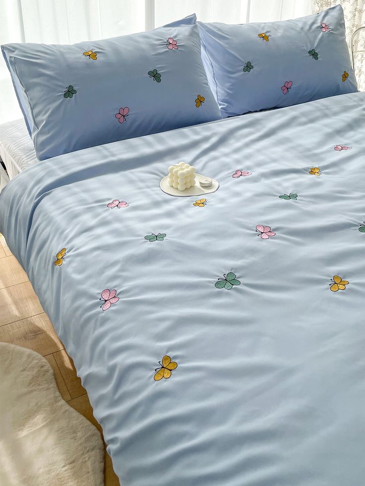 Floral Bloom Embroidered King Size Pure Cotton Bedsheet Set