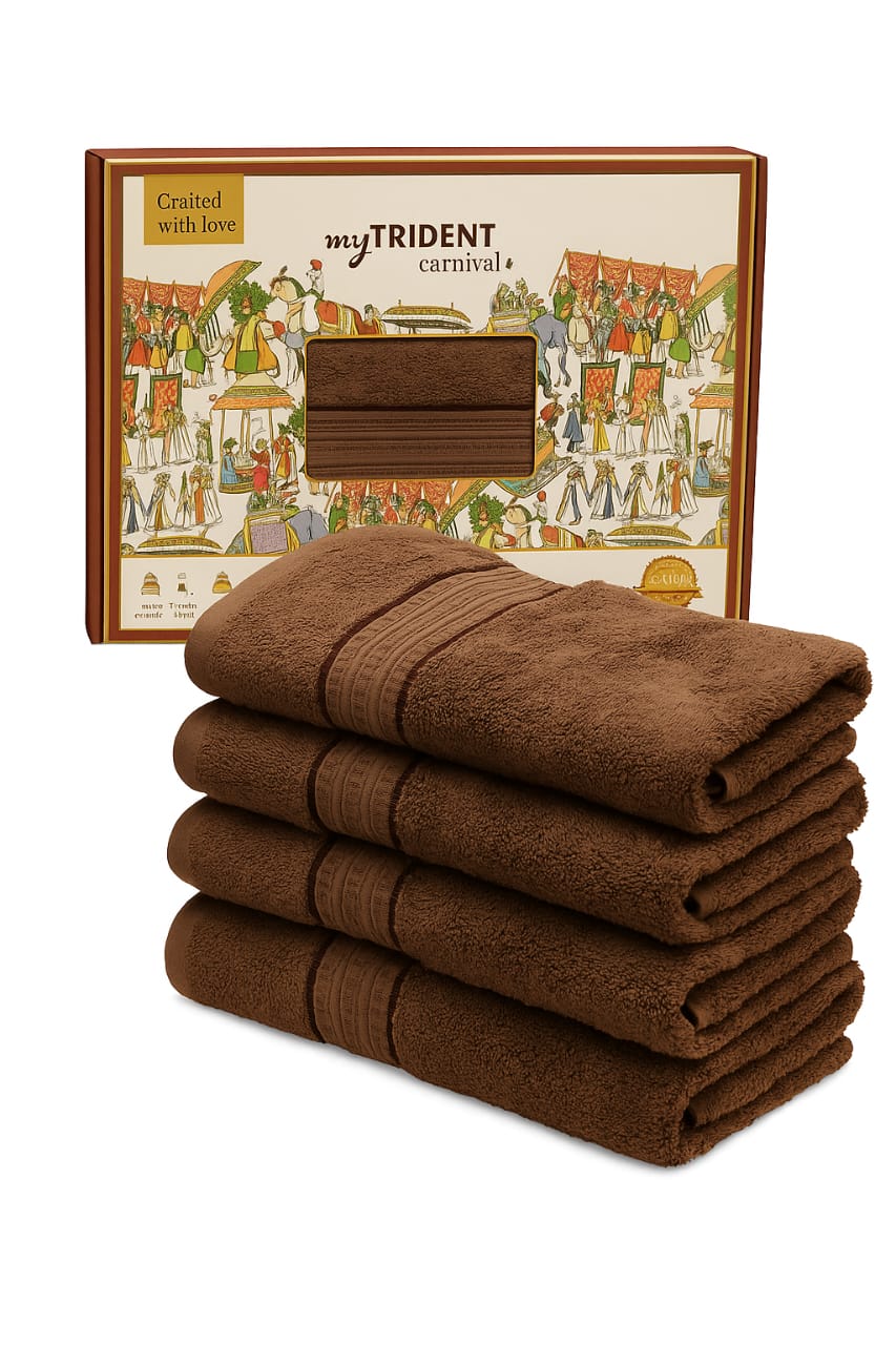 Trident 4 Pcs Pure Cotton Luxurious Towel Set