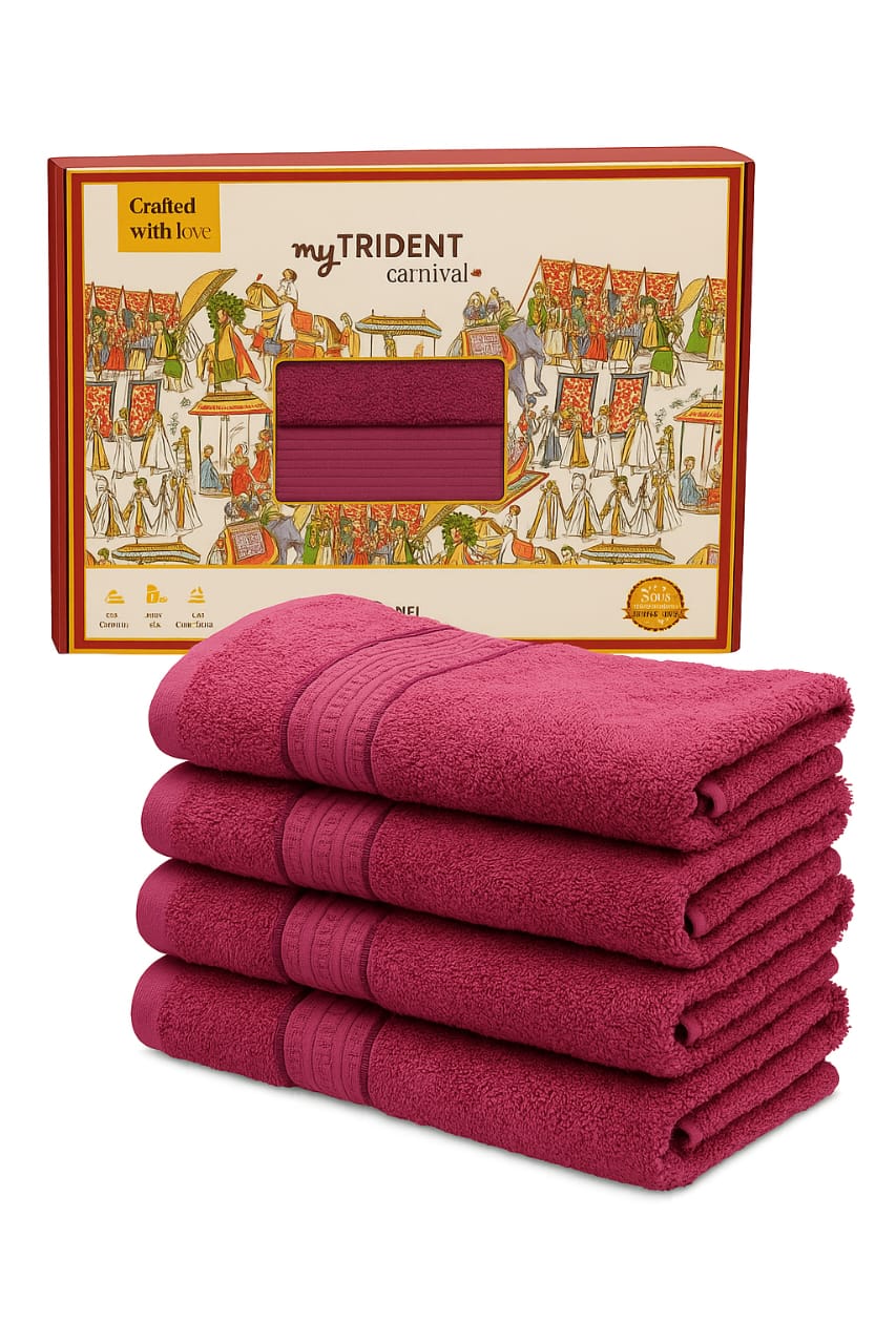 Trident 4 Pcs Pure Cotton Luxurious Towel Set