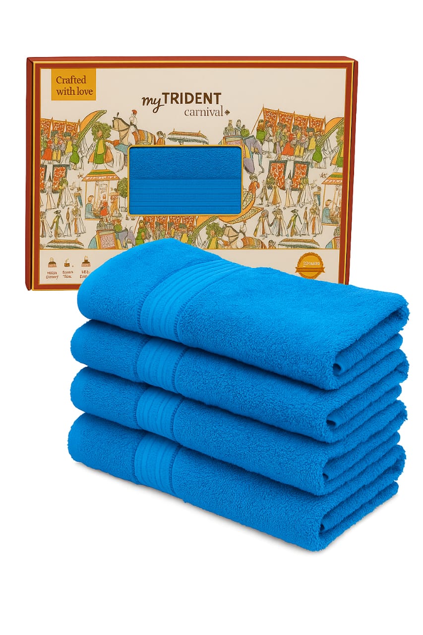 Trident 4 Pcs Pure Cotton Luxurious Towel Set