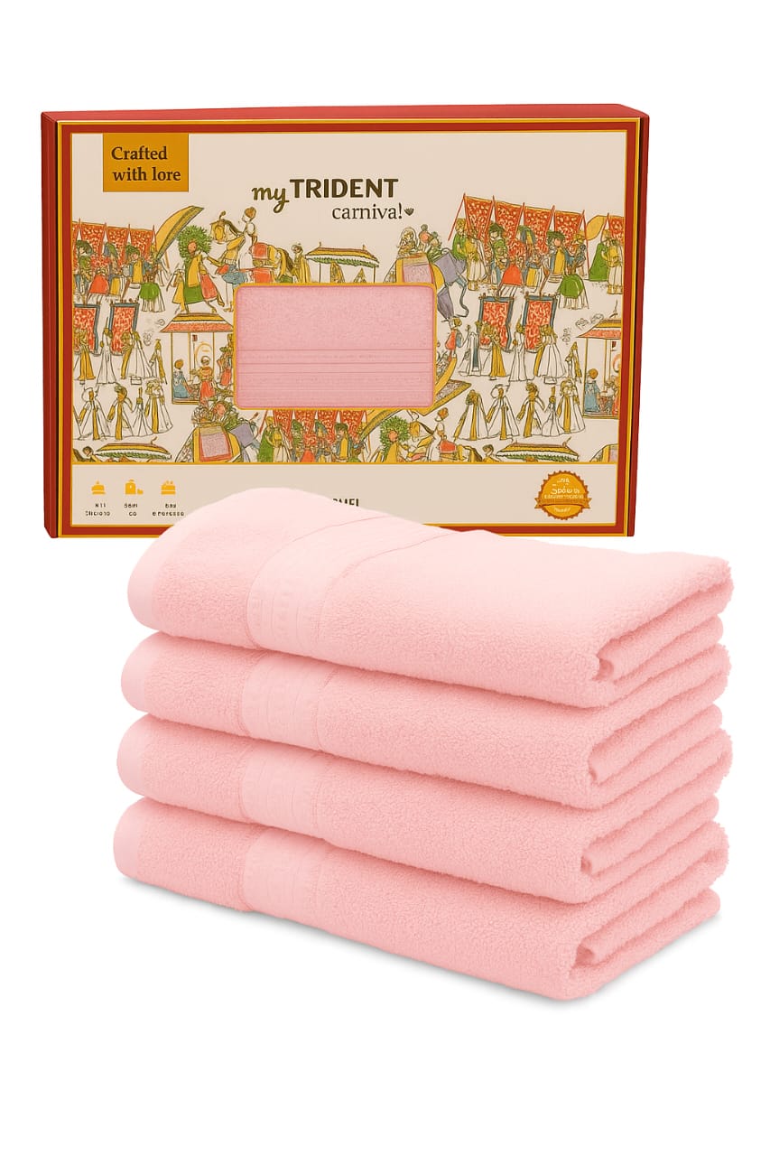 Trident 4 Pcs Pure Cotton Luxurious Towel Set