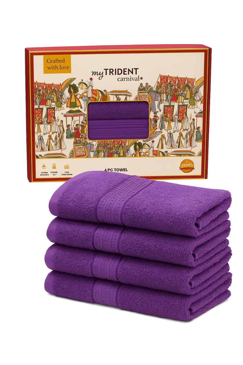 Trident 4 Pcs Pure Cotton Luxurious Towel Set