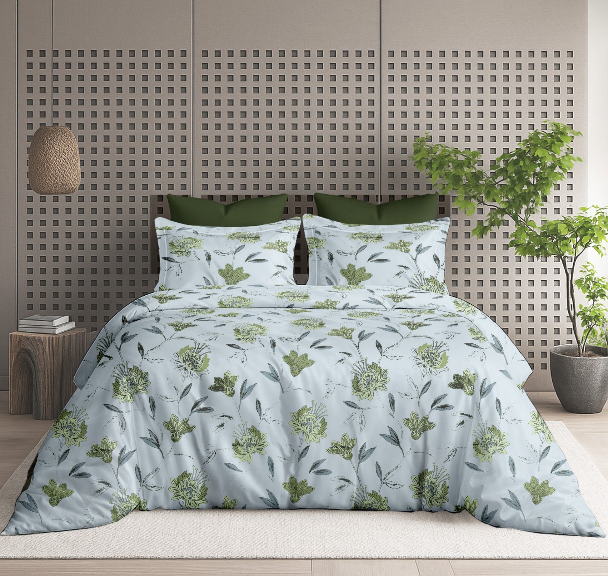 Floral Bliss King Size Pure Cotton Printed Bedsheet Set