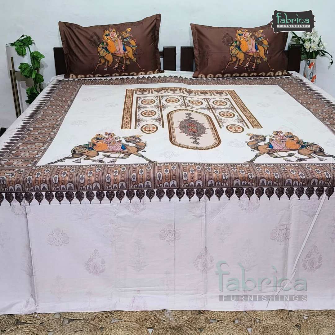 Digital Raga Printed King Size Pure Cotton Bedsheet (400 Tc)