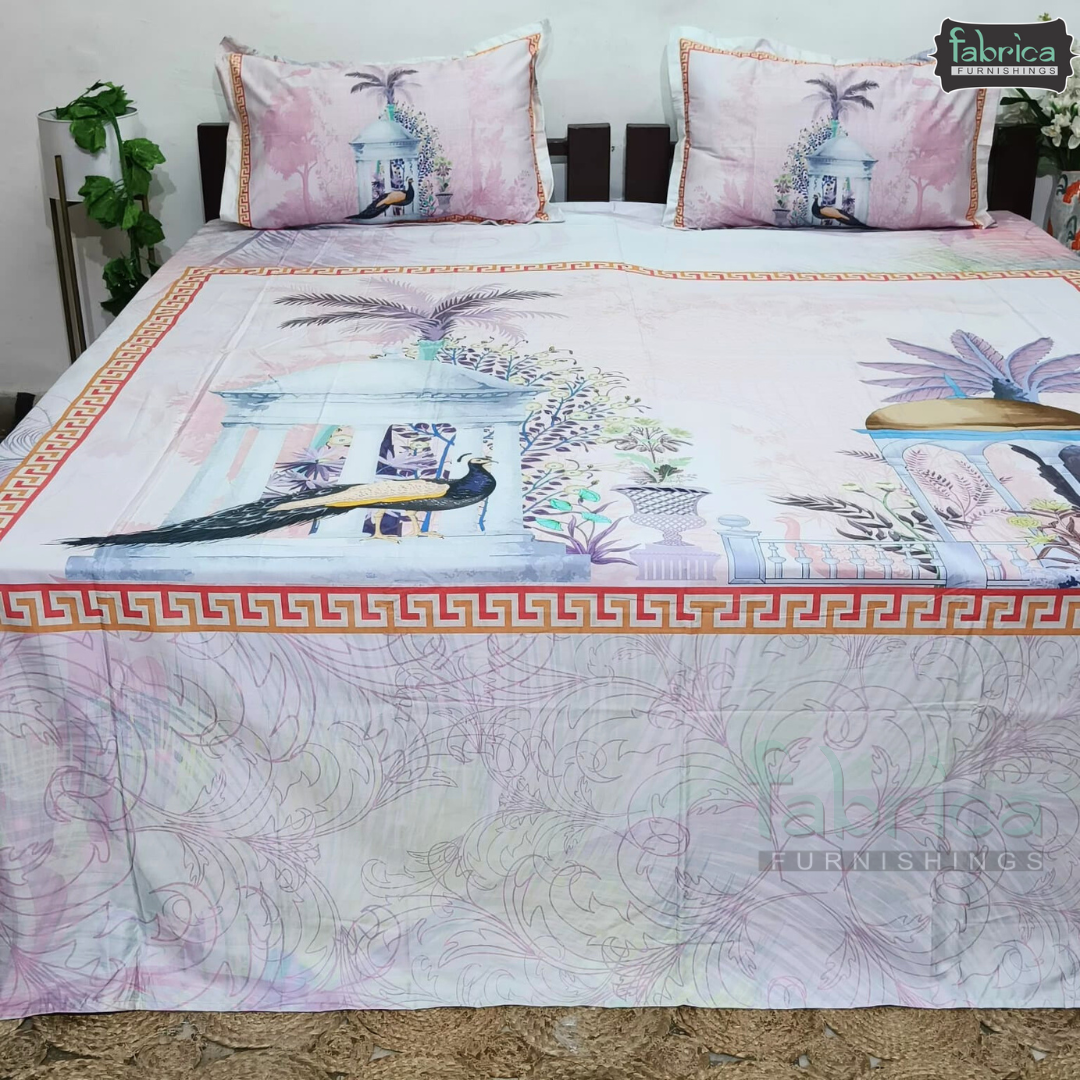 Digital Raga Printed King Size Pure Cotton Bedsheet (400 Tc)
