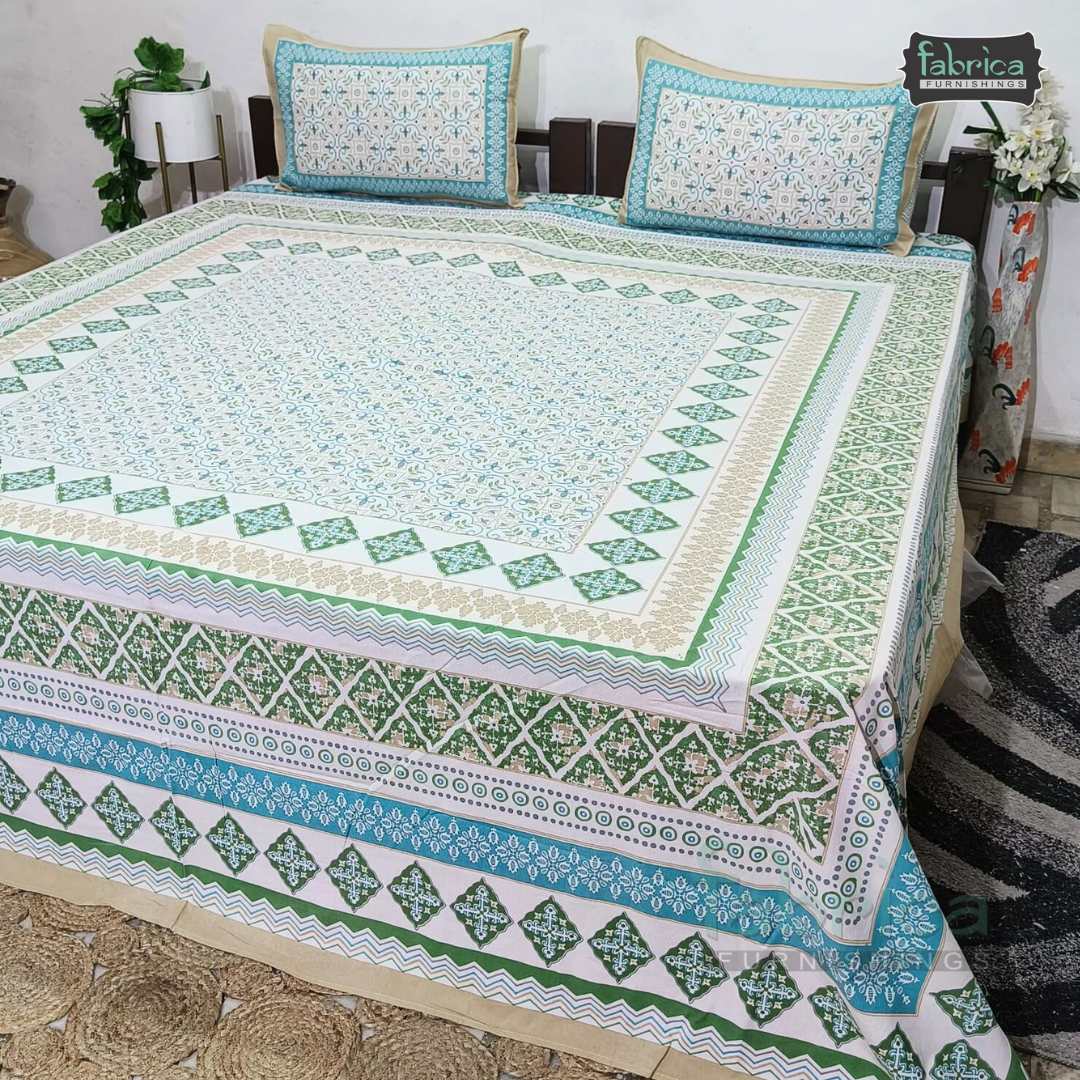 Gulmohar Printed Premium Pure Cotton King size Bed Sheets