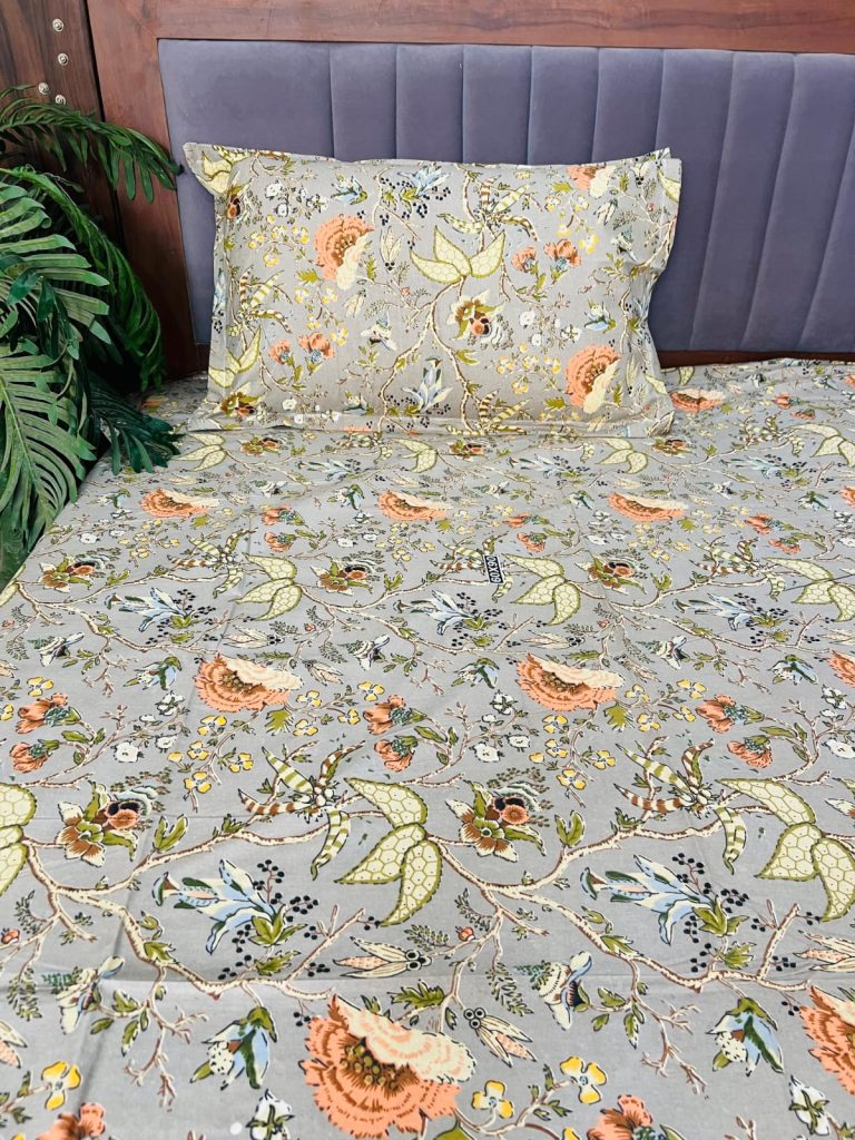 Sadabahar Anokhi Printed Pure Cotton  King Size Bedsheet Sett