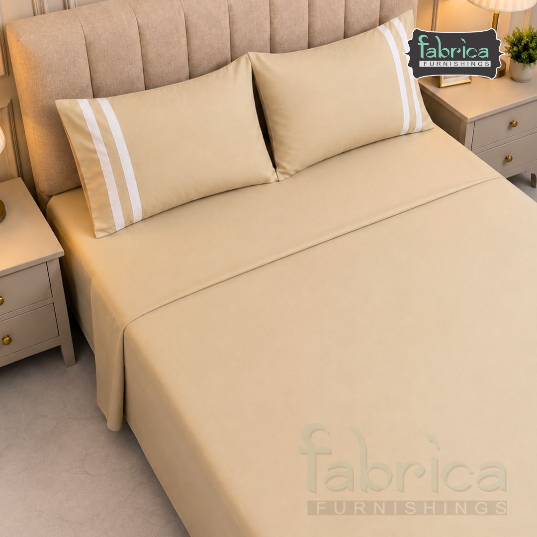 Serene Premium Solid Beige King Size Cotton Bedsheet with 2 Pillow Covers