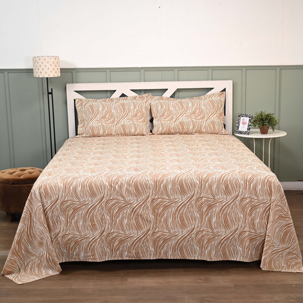 Urban Leaf Print Pure Cotton King Size Bedsheet