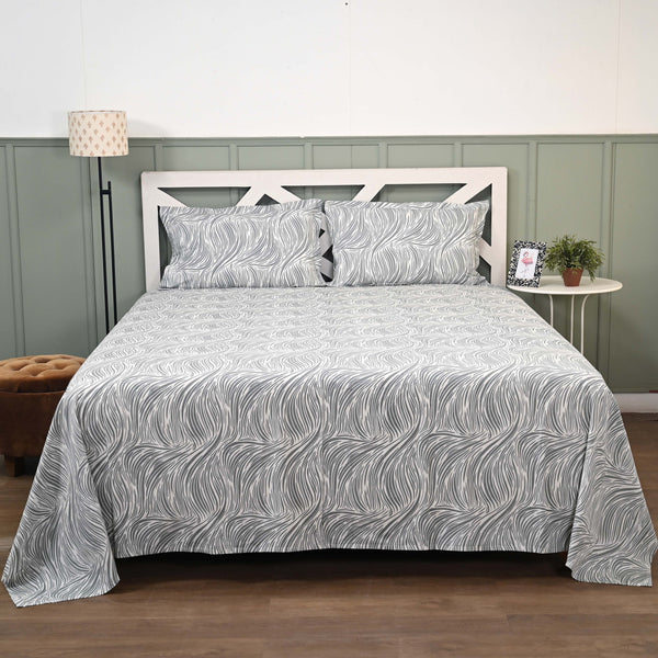 Urban Leaf Print Pure Cotton King Size Bedsheet