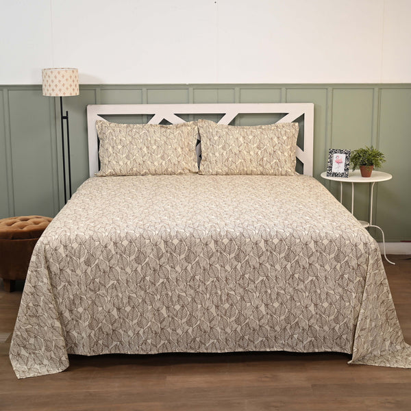 Urban Leaf Print Pure Cotton King Size Bedsheet