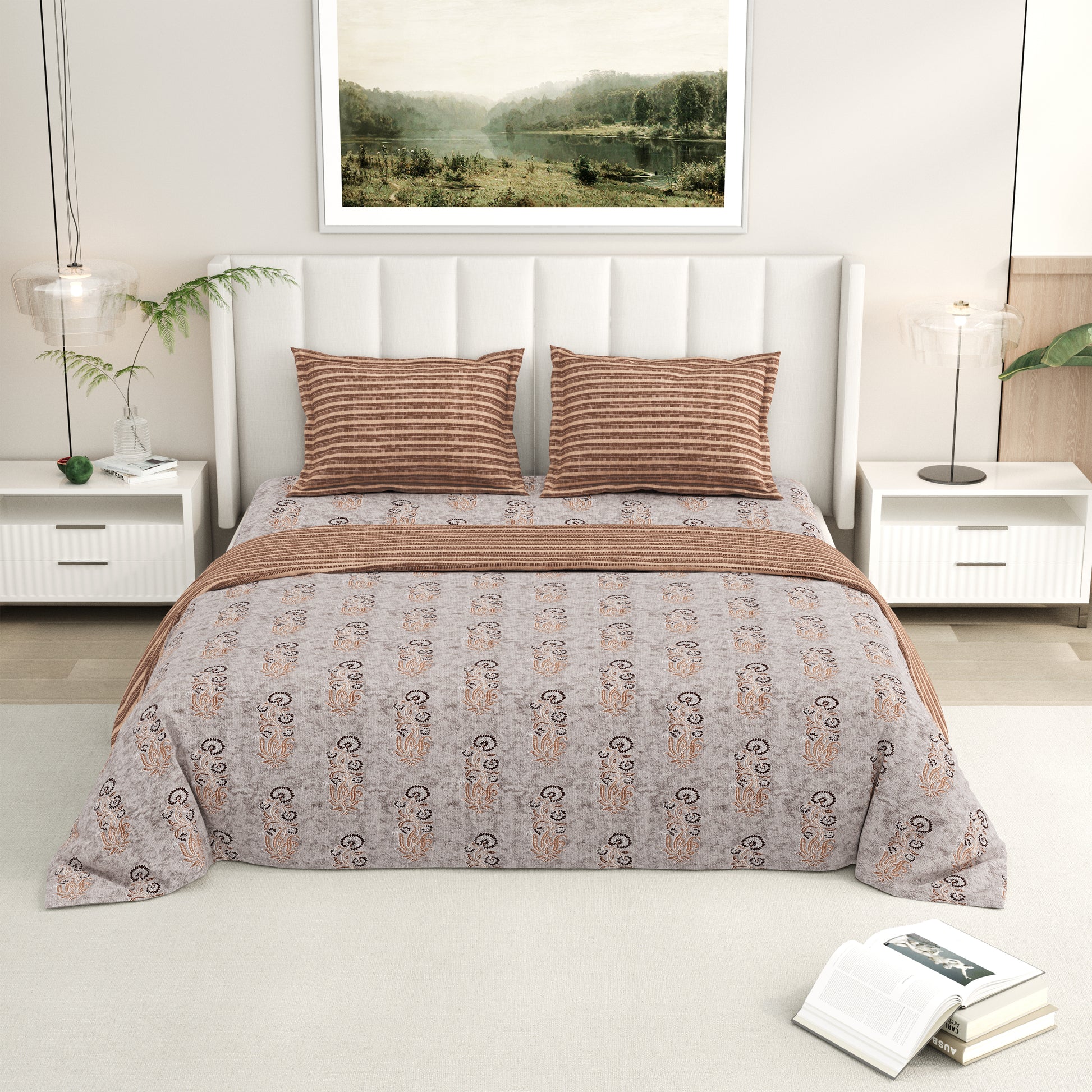 Rainbow Cocoa Premium Cotton King Size Bedsheet Set