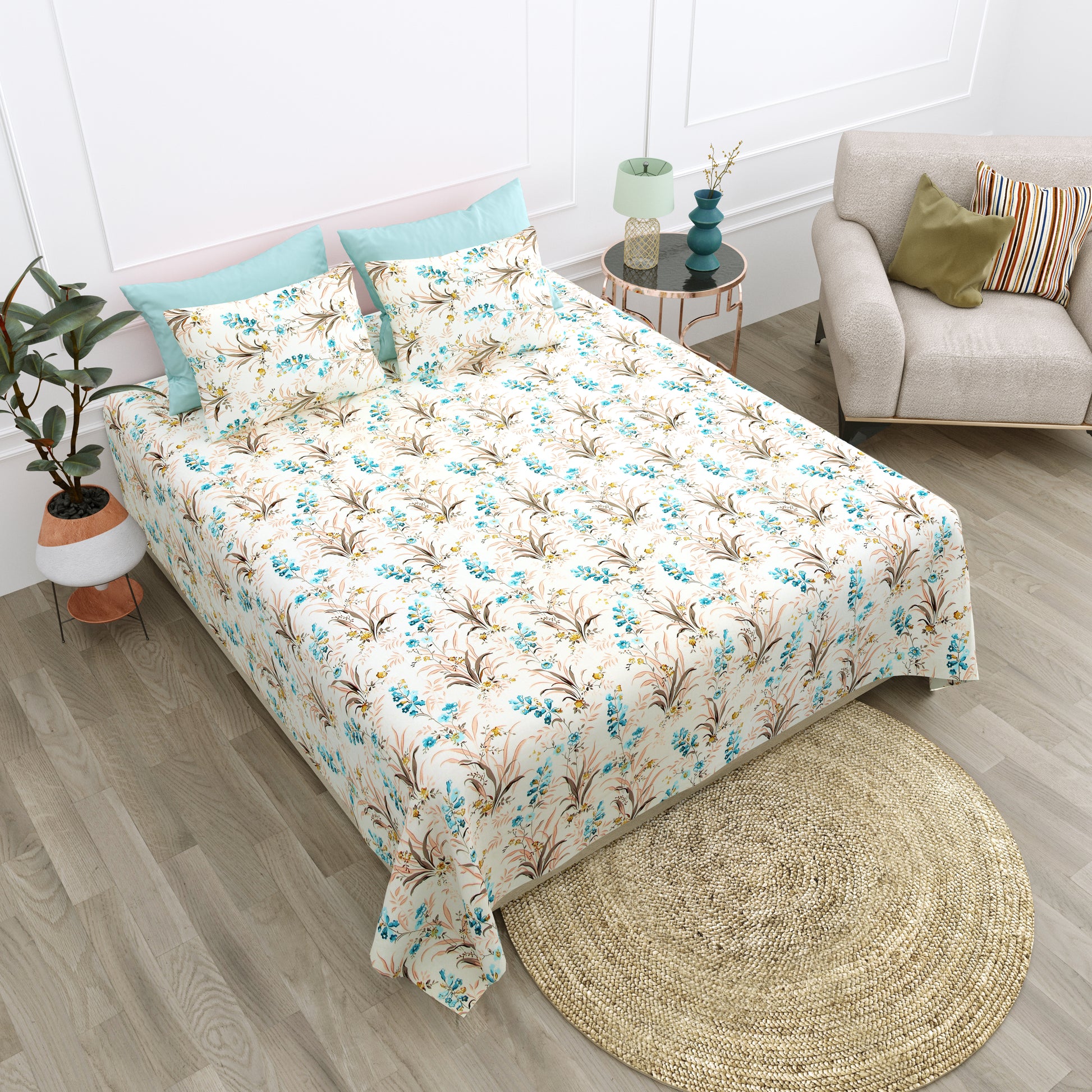 Rainbow Premium Cotton King Size Bedsheet Set