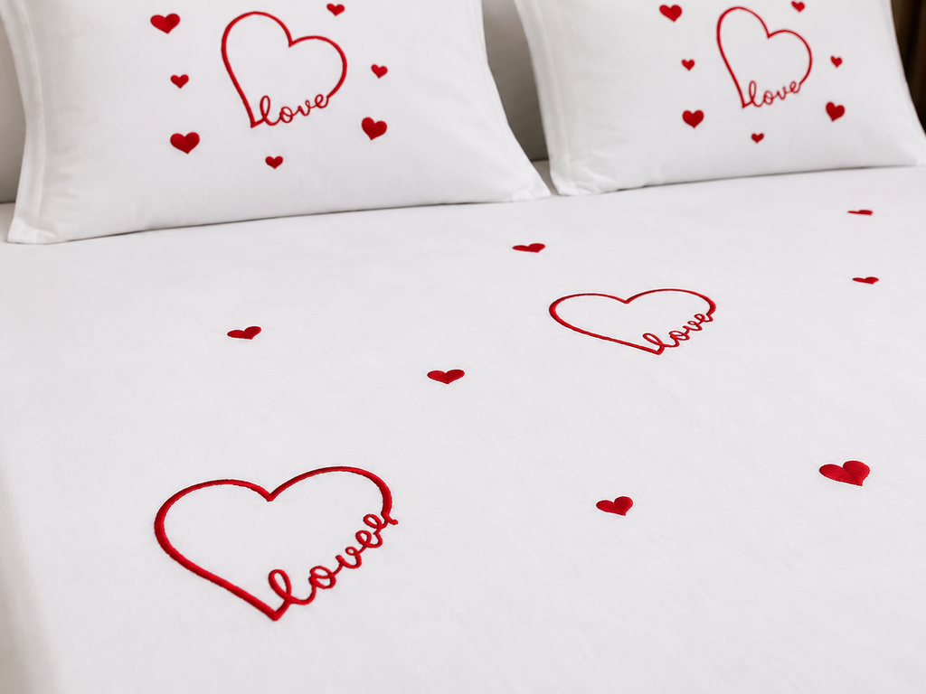Fabby Decor Premium Pure Cotton Super King-Size Floral Embroidered Designer Bedsheet