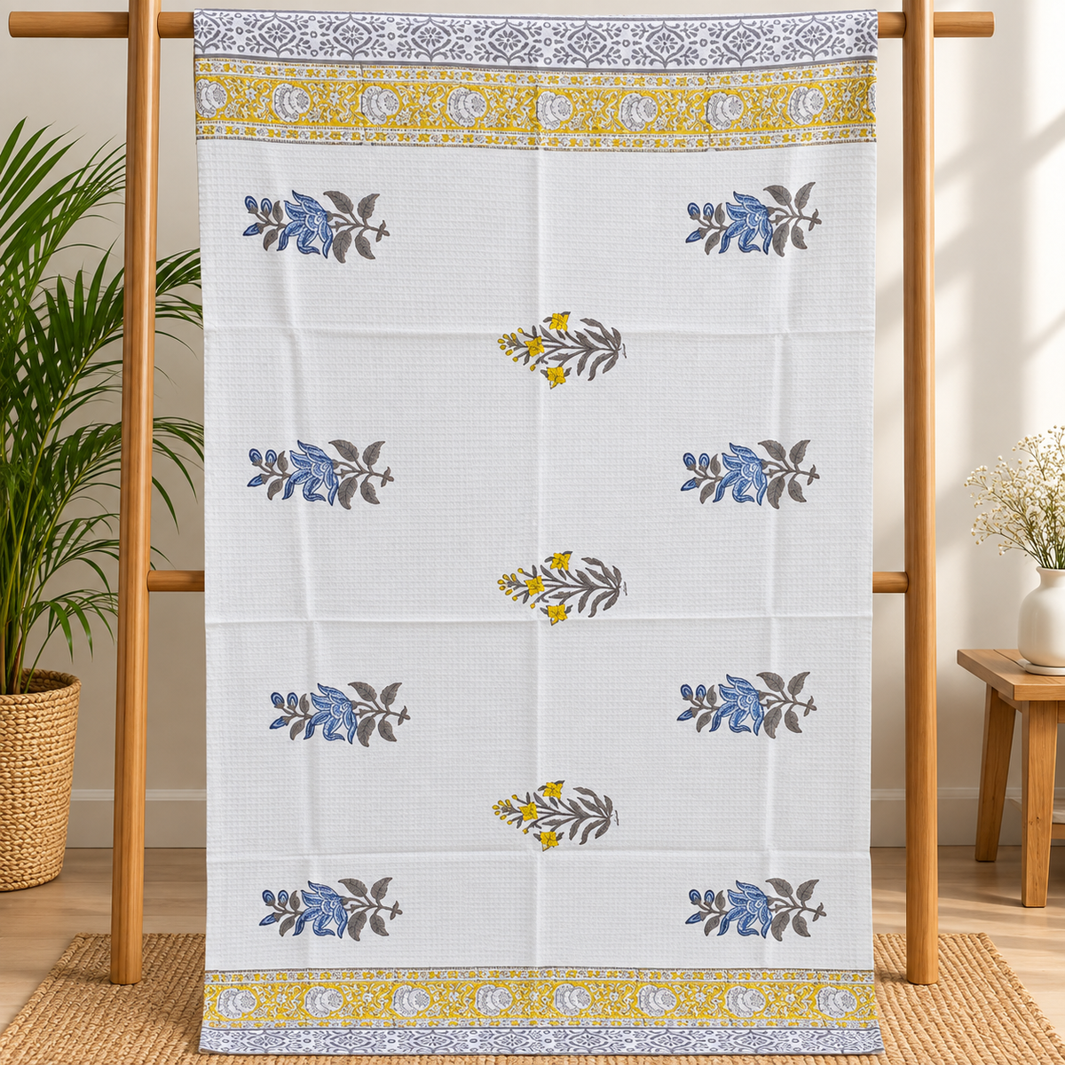 Kids Zone Waffle Printed Pure Cotton Bath & Hand Towels