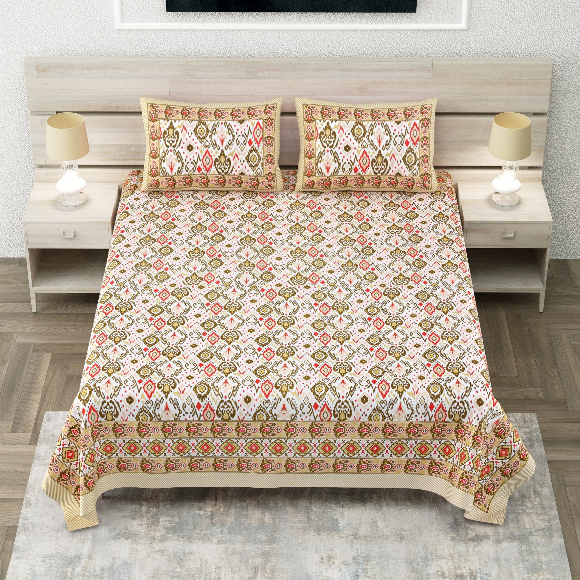 Mughlai Heritage Premium Cotton King Size Bedsheet Set
