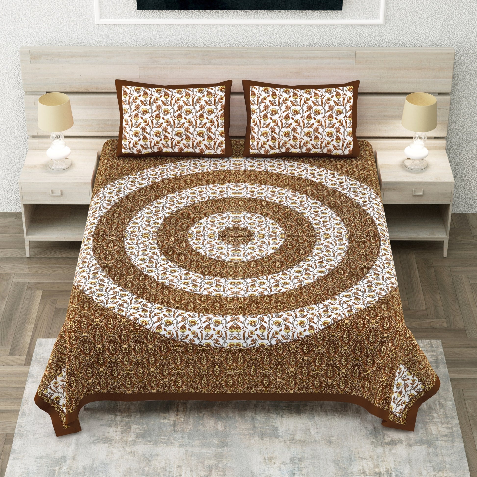 MUGHLAI Royal Paisley Printed King Size Premium Cotton Bedsheet