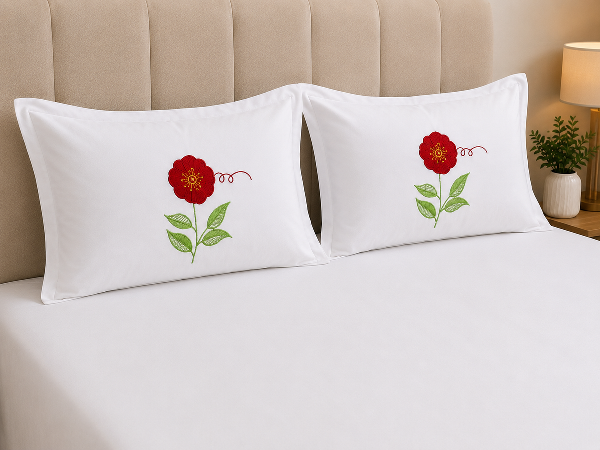 Fabby Decor Premium Pure Cotton Super King-Size Multicolor Floral Embroidered Designer Bedsheet