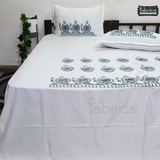 Fabby Decor Designer Embroidery Cotton King Size Bed Sheets