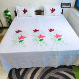 Fabby  Designer embroidered pure cottton King Size Bedsheet
