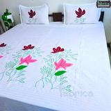Fabby  Designer embroidered pure cottton King Size Bedsheet