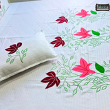 Fabby  Designer embroidered pure cottton King Size Bedsheet