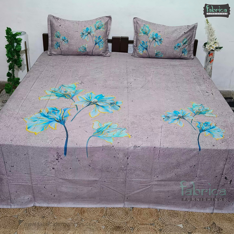 Fab Decor Pure Cotton Digital Print Super Kingsize Bedsheet (400TC)