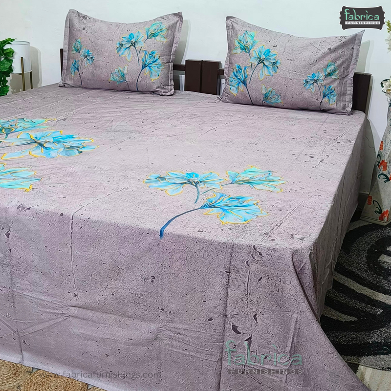 Fab Decor Pure Cotton Digital Print Super Kingsize Bedsheet (400TC)