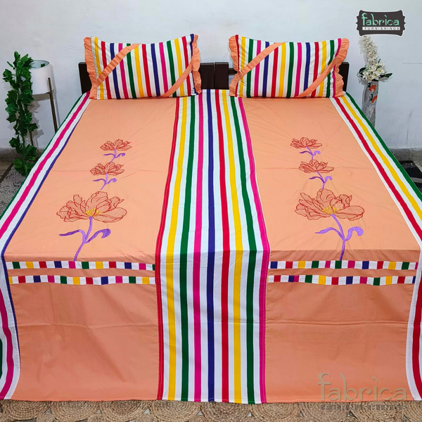 Fabby Decor Designer Mix & Match Embroidered king Size Bed Sheets