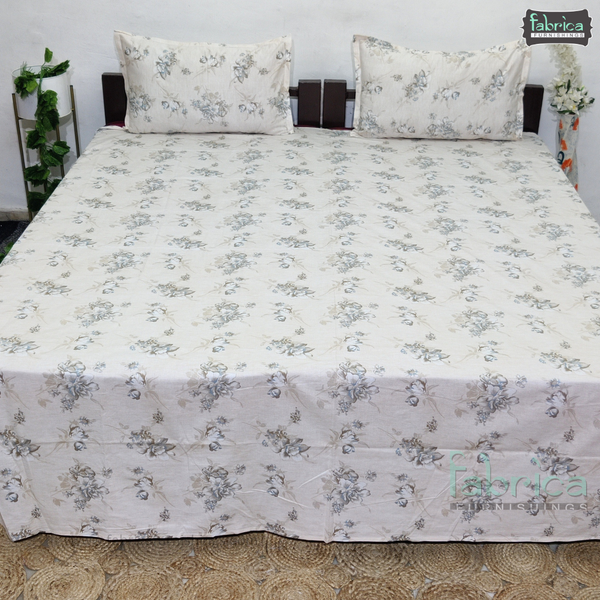 Petal Paradise Queen Size Pure Cotton Printed Bedsheet