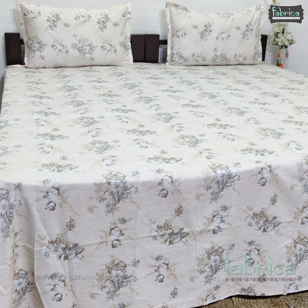 Petal Paradise Queen Size Pure Cotton Printed Bedsheet