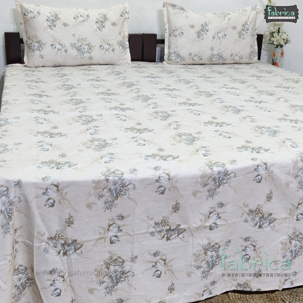 Petal Paradise Queen Size Pure Cotton Printed Bedsheet