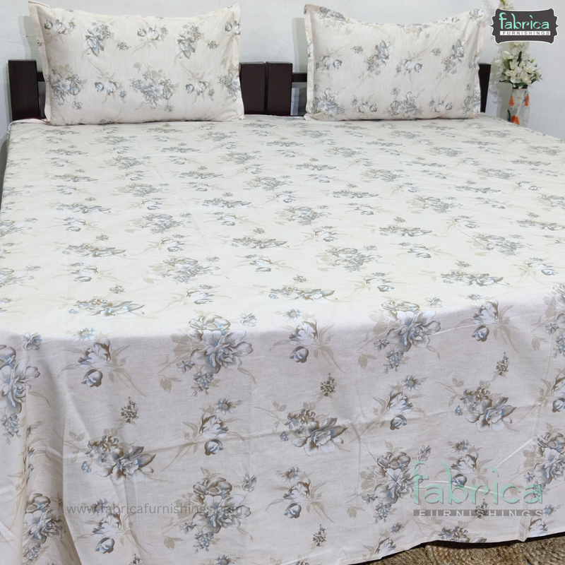 Petal Paradise Queen Size Pure Cotton Printed Bedsheet