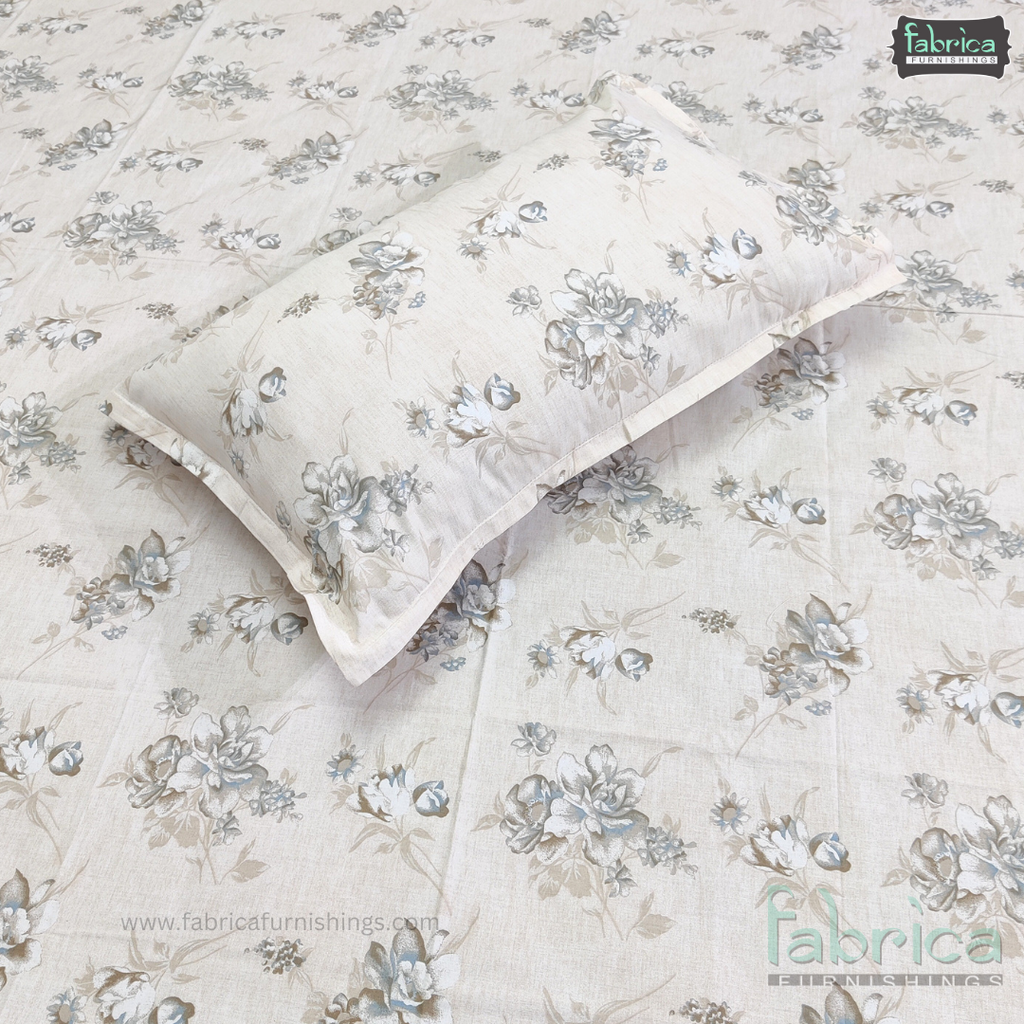 Petal Paradise Queen Size Pure Cotton Printed Bedsheet