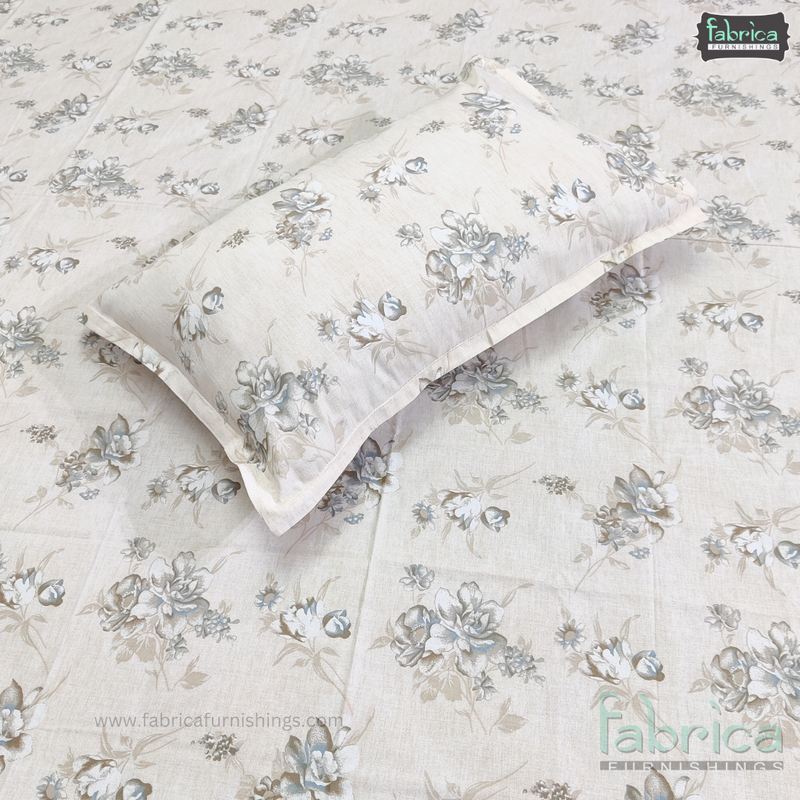 Petal Paradise Queen Size Pure Cotton Printed Bedsheet