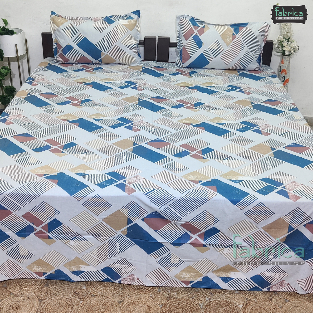 Petal Paradise Queen Size Pure Cotton Printed Bedsheet